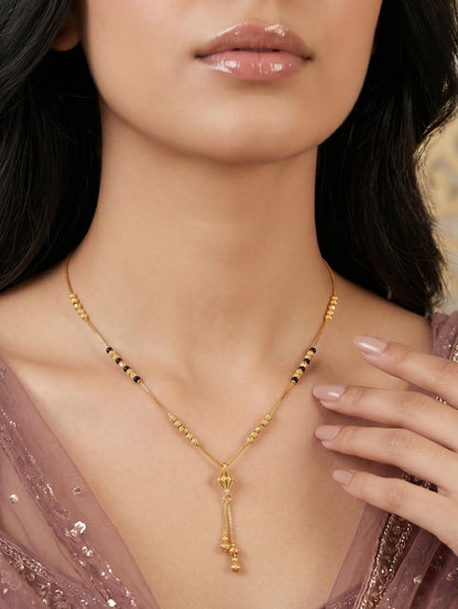 Gold-Toned Stone Studded Mangalsutra Necklace for Women