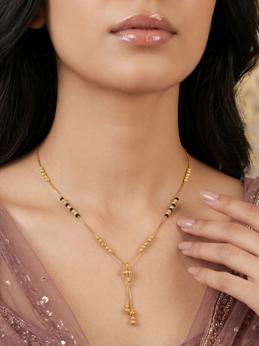 Gold-Toned Stone Studded Mangalsutra Necklace for Women