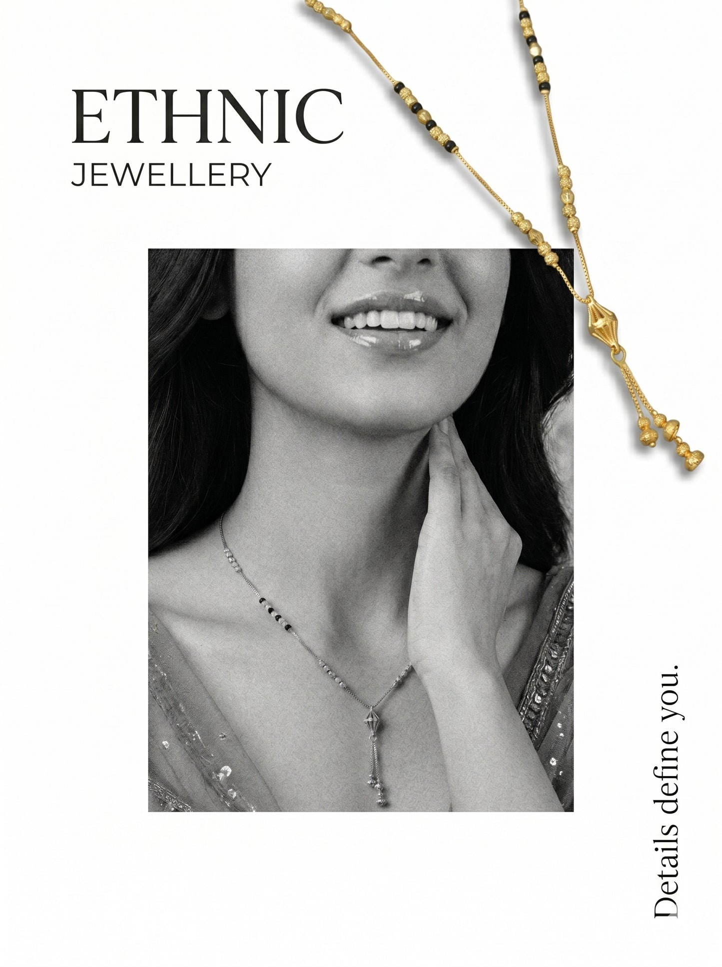 Gold-Toned Stone Studded Mangalsutra Necklace for Women