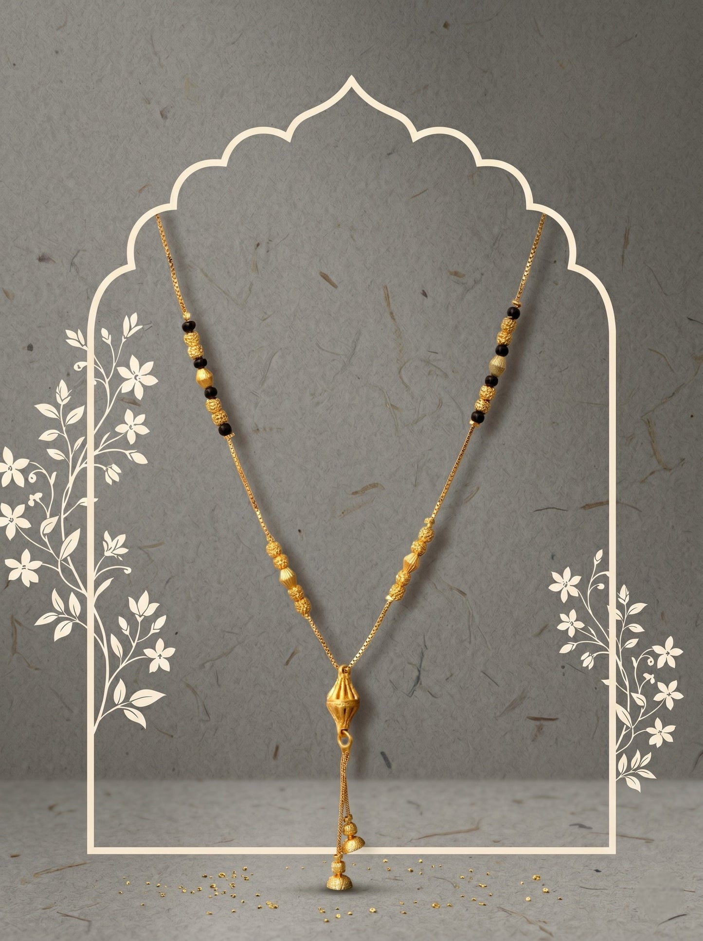 Gold-Toned Stone Studded Mangalsutra Necklace for Women