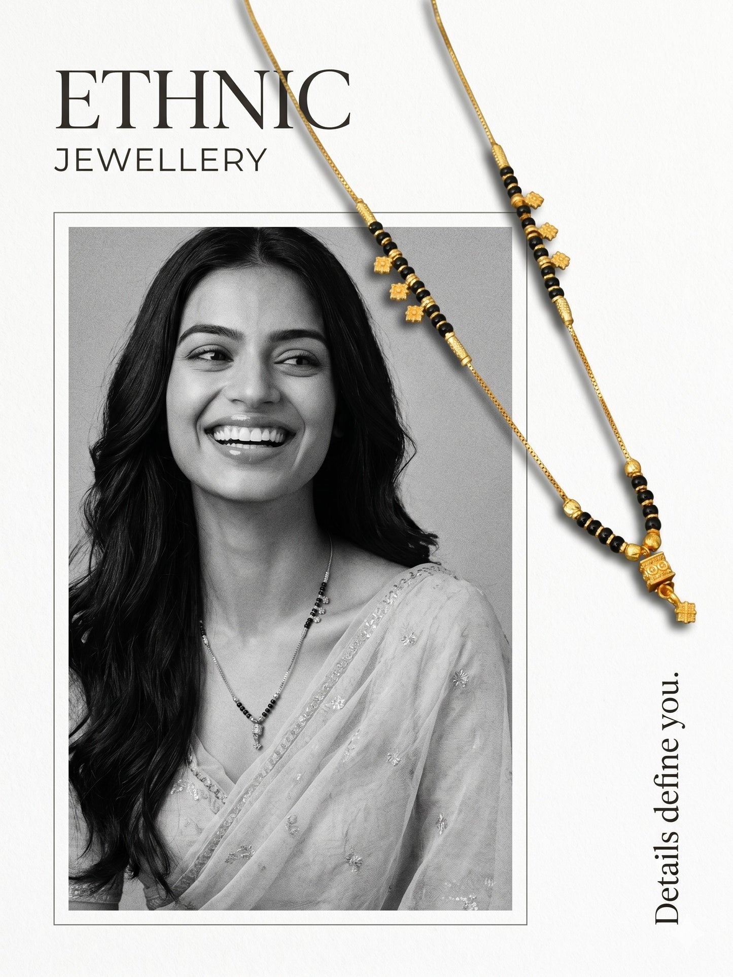 Gold-Toned Stone Studded Mangalsutra Necklace for Women