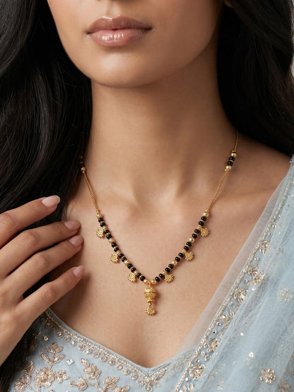 Gold-Toned Stone Studded Mangalsutra Necklace for Women