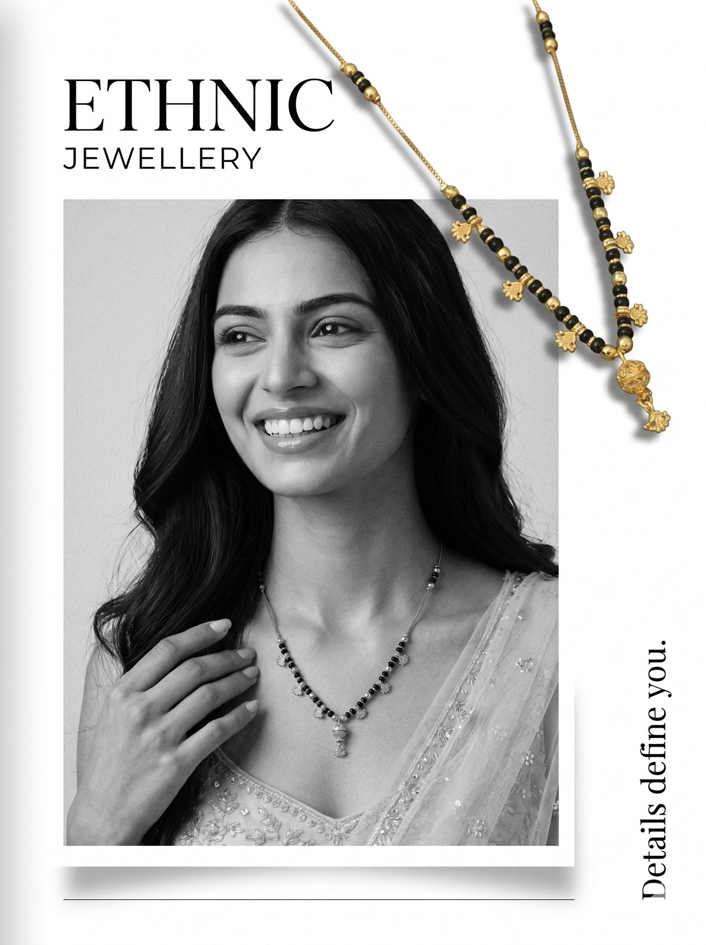 Gold-Toned Stone Studded Mangalsutra Necklace for Women