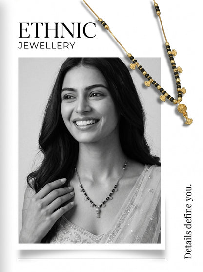 Gold-Toned Stone Studded Mangalsutra Necklace for Women