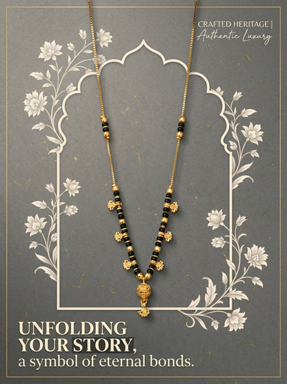 Gold-Toned Stone Studded Mangalsutra Necklace for Women