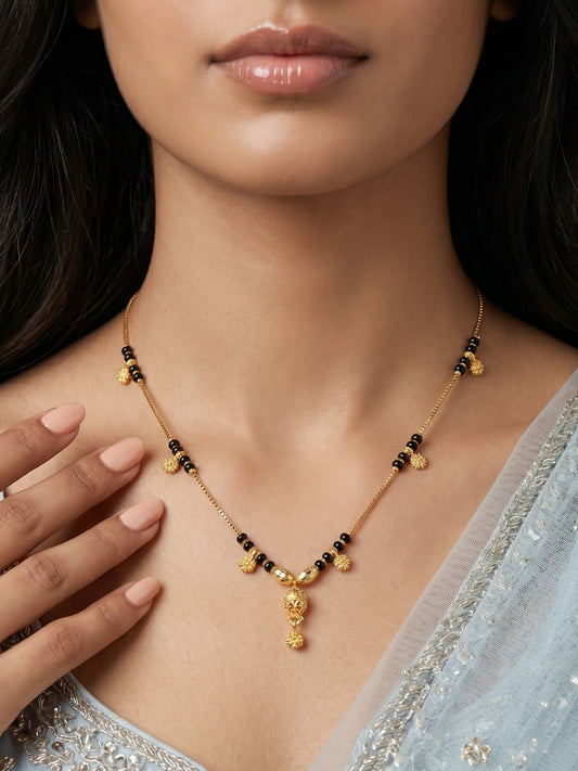 Gold-Toned Stone Studded Mangalsutra Necklace for Women