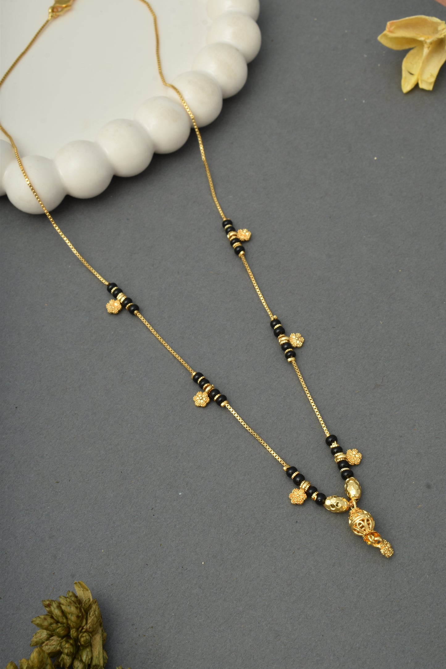 Gold-Toned Stone Studded Mangalsutra Necklace for Women