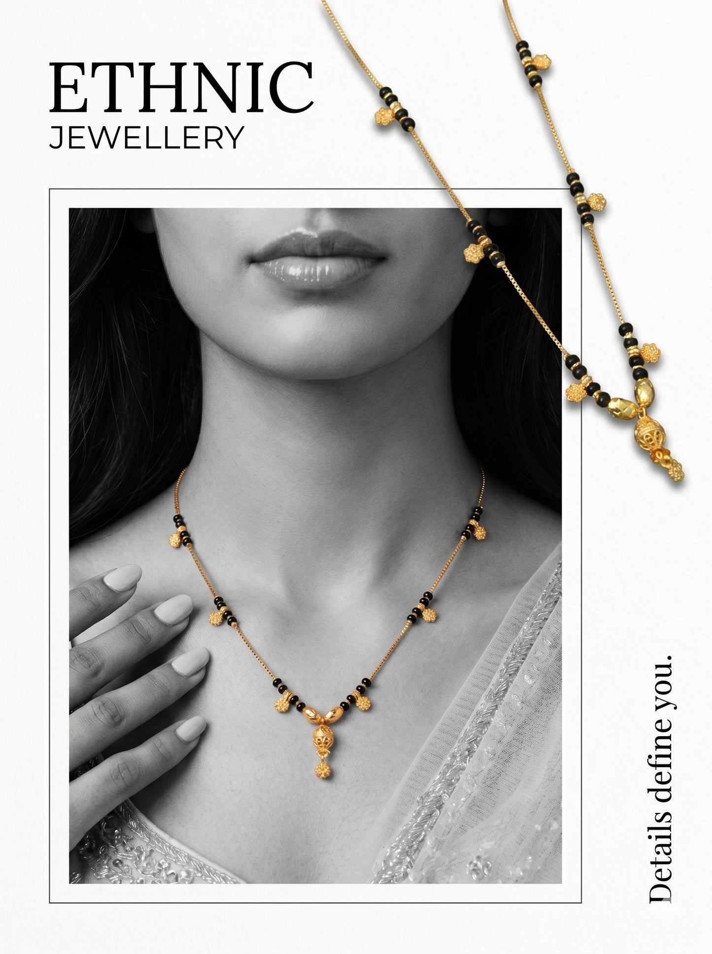 Gold-Toned Stone Studded Mangalsutra Necklace for Women