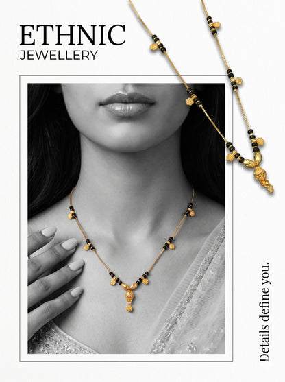 Gold-Toned Stone Studded Mangalsutra Necklace for Women