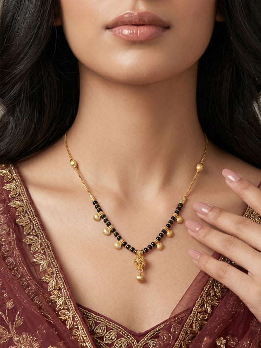 Gold-Toned Stone Studded Mangalsutra Necklace for Women