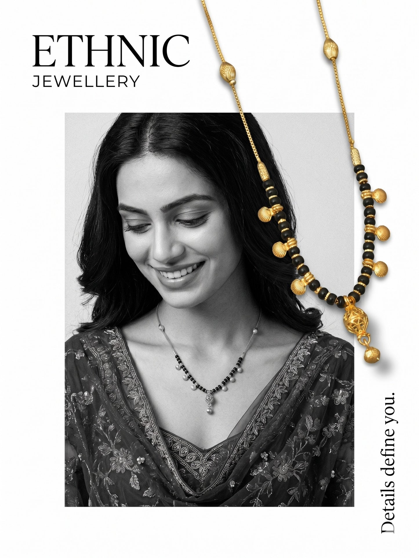 Gold-Toned Stone Studded Mangalsutra Necklace for Women