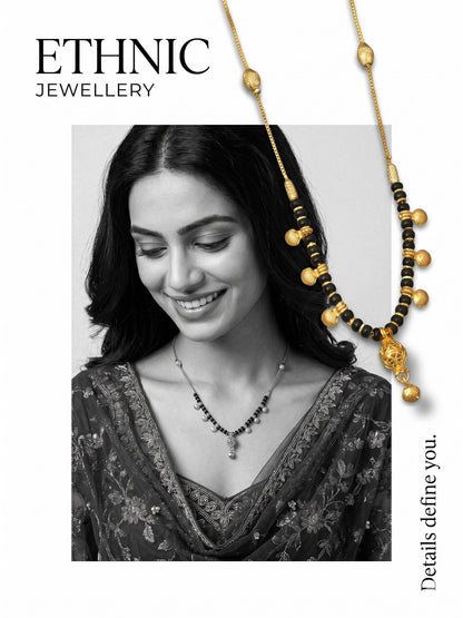 Gold-Toned Stone Studded Mangalsutra Necklace for Women
