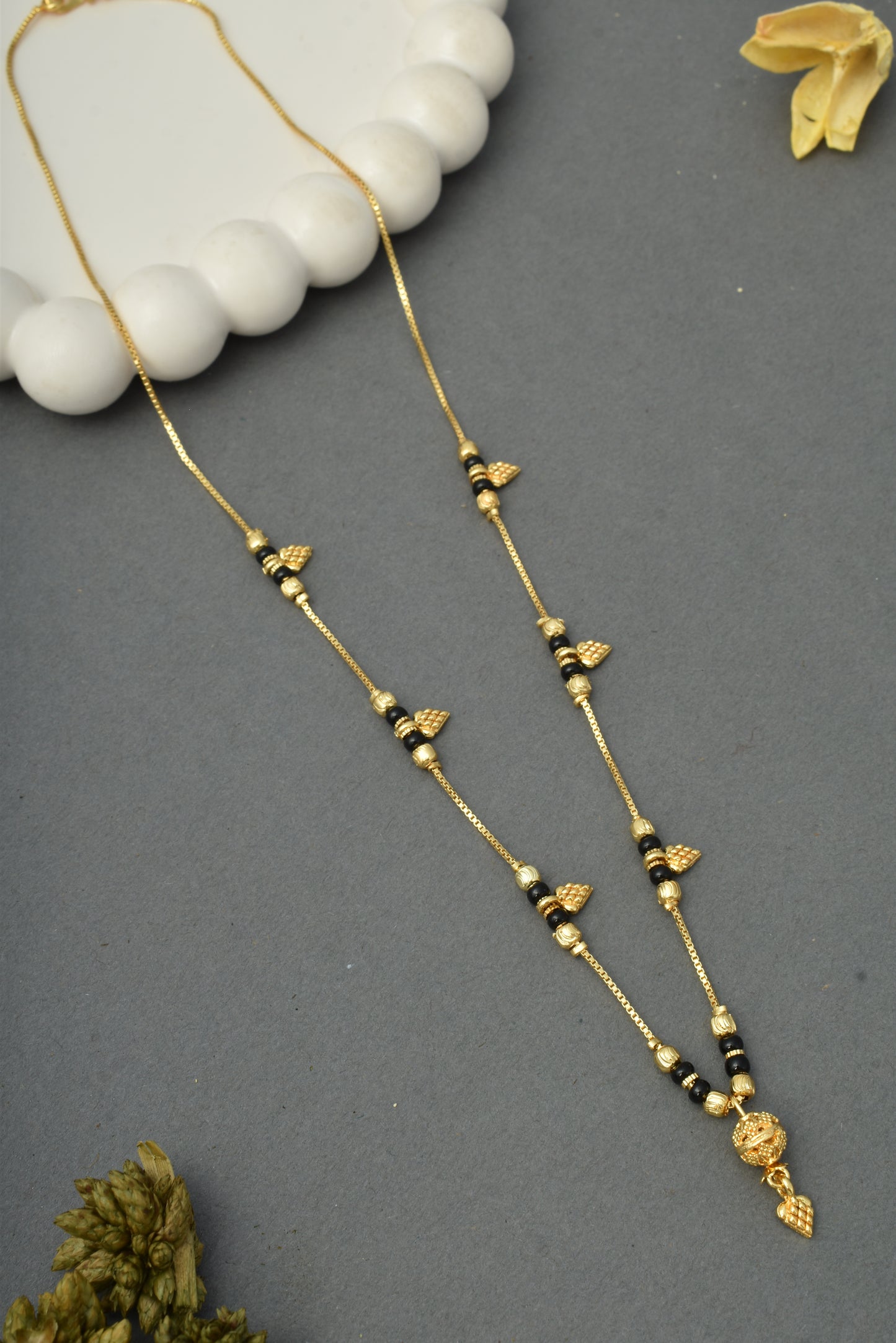 Gold-Toned Stone Studded Mangalsutra Necklace for Women