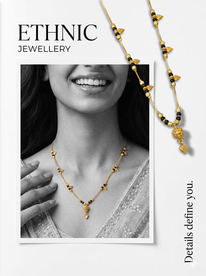 Gold-Toned Stone Studded Mangalsutra Necklace for Women
