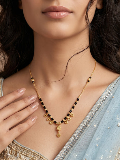 Gold-Toned Stone Studded Mangalsutra Necklace for Women