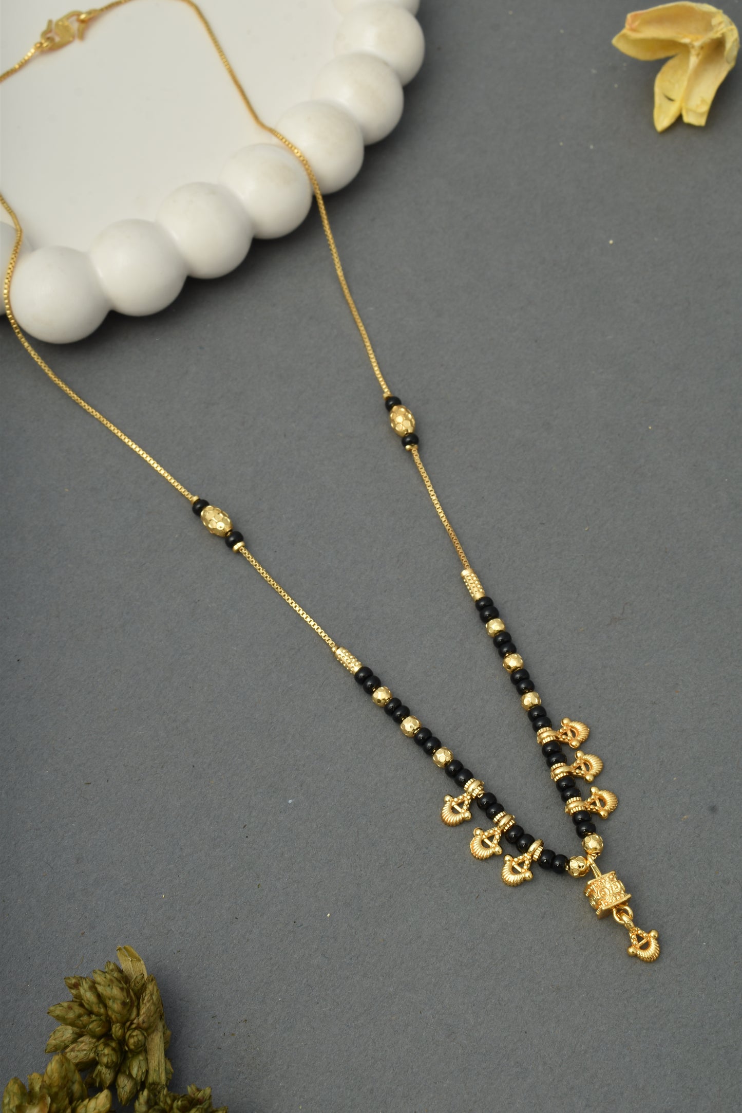 Gold-Toned Stone Studded Mangalsutra Necklace for Women