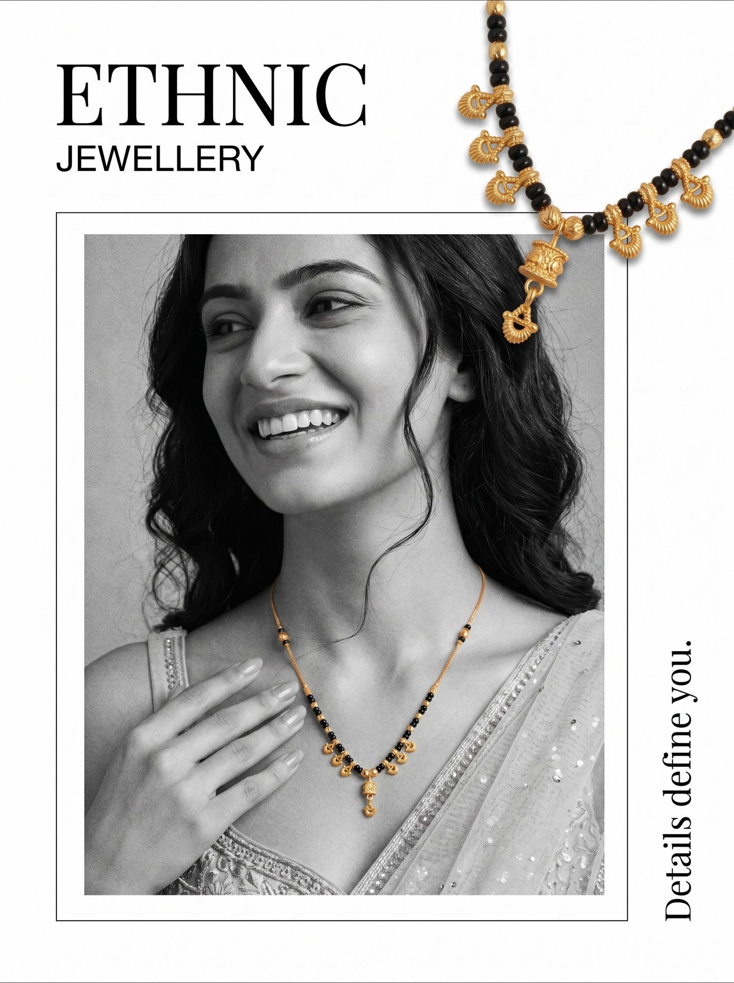 Gold-Toned Stone Studded Mangalsutra Necklace for Women