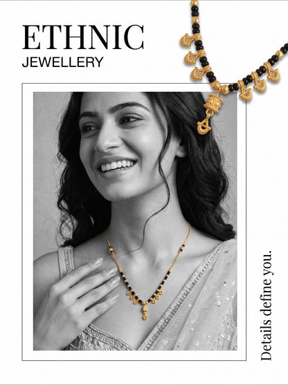 Gold-Toned Stone Studded Mangalsutra Necklace for Women