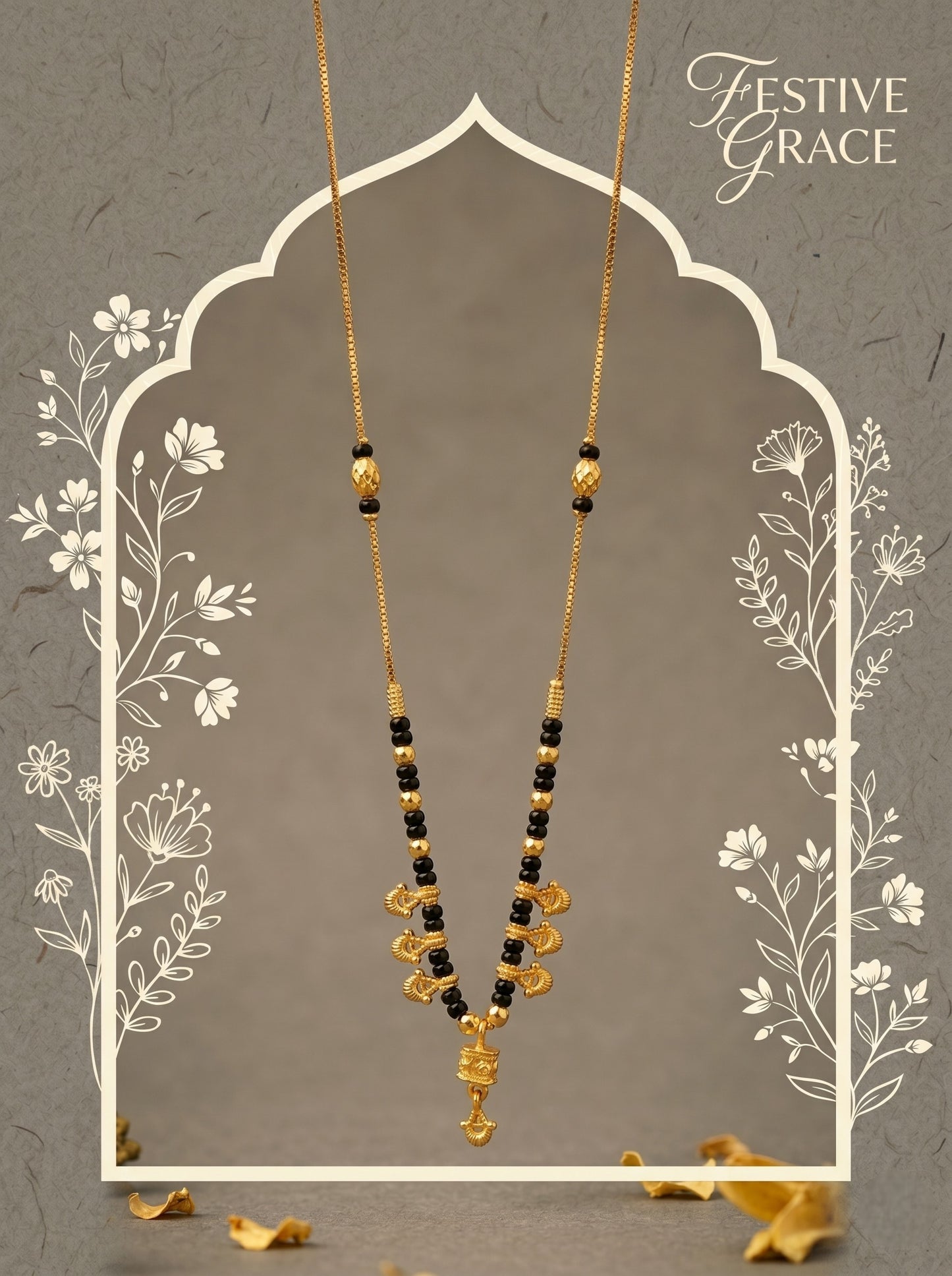 Gold-Toned Stone Studded Mangalsutra Necklace for Women