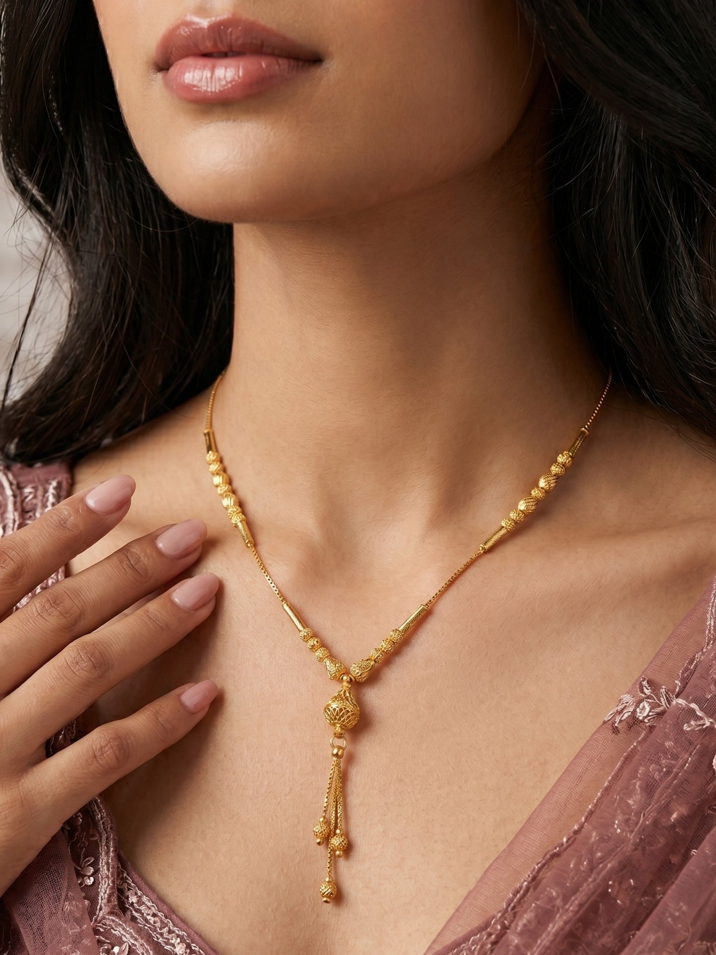 Ethnic Gold-Toned Tanmaniya Necklace for Women