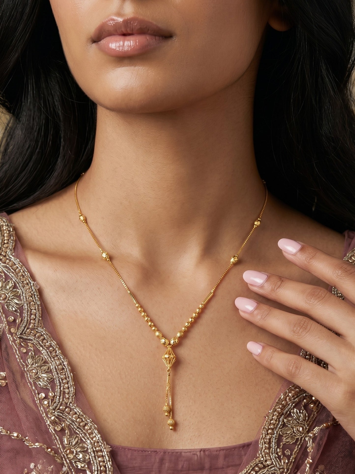 Ethnic Gold-Toned Tanmaniya Necklace for Women