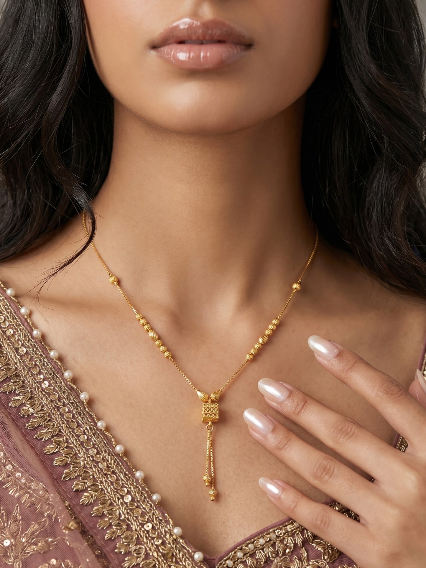 Ethnic Gold-Toned Tanmaniya Necklace for Women
