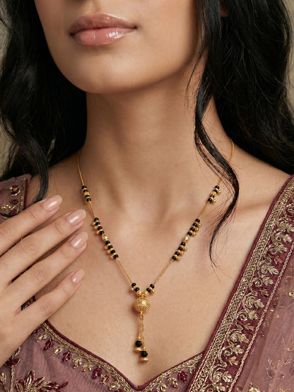 Gold-Toned Stone Studded Mangalsutra Necklace for Women