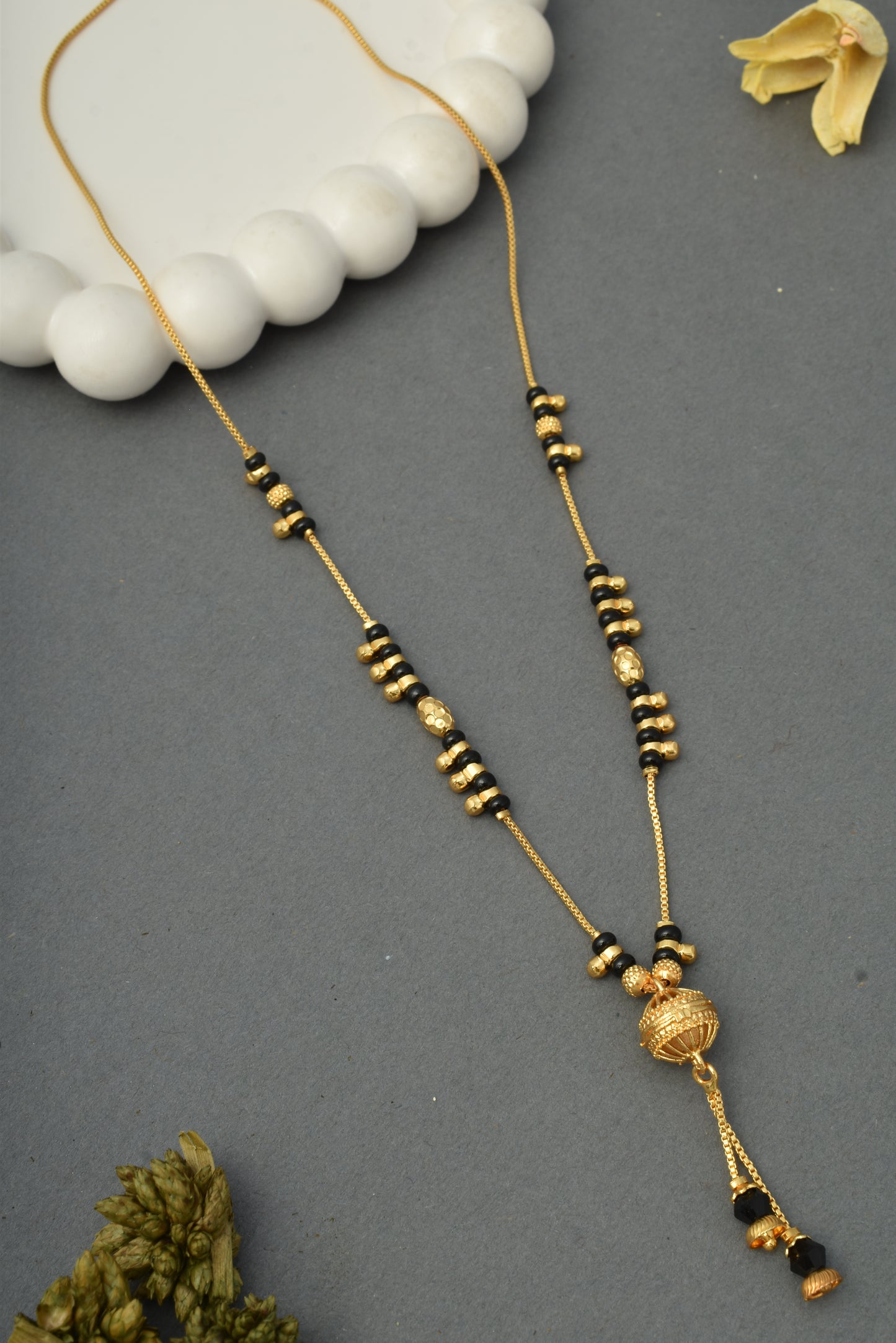 Gold-Toned Stone Studded Mangalsutra Necklace for Women