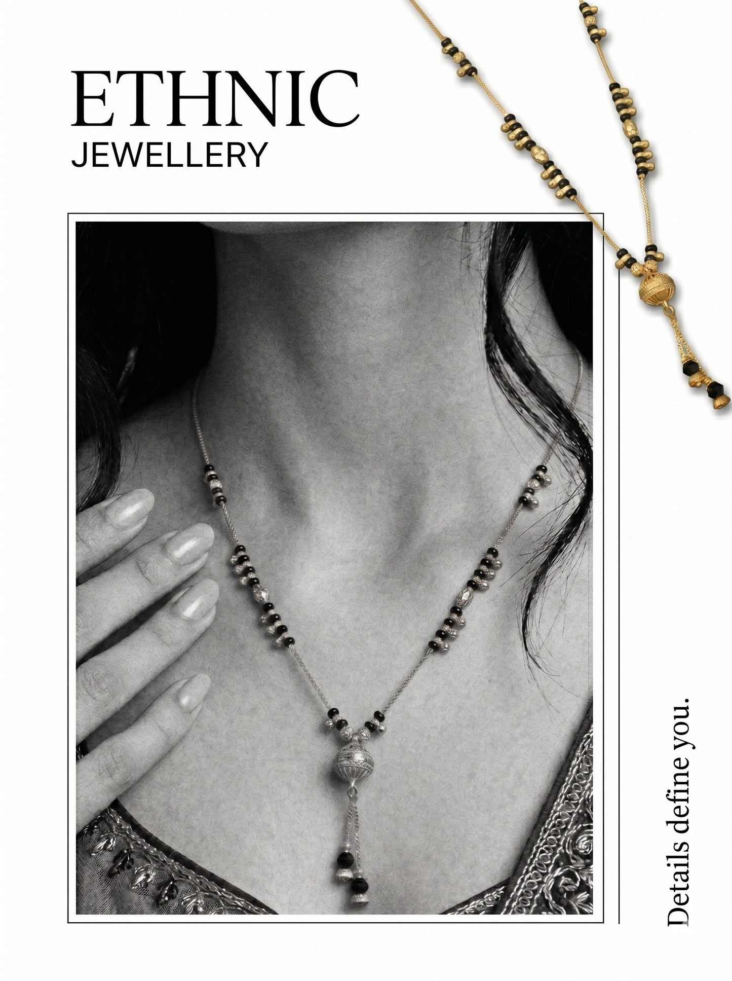 Gold-Toned Stone Studded Mangalsutra Necklace for Women