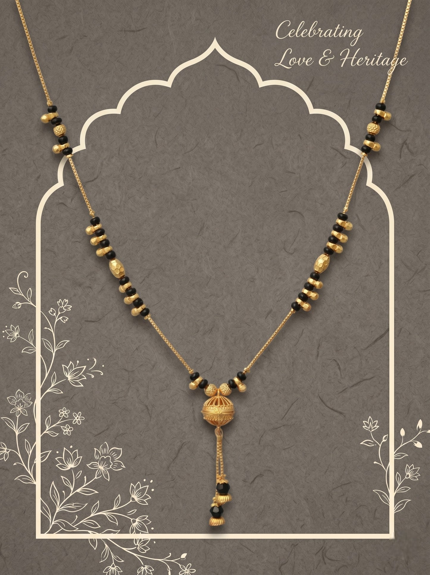 Gold-Toned Stone Studded Mangalsutra Necklace for Women