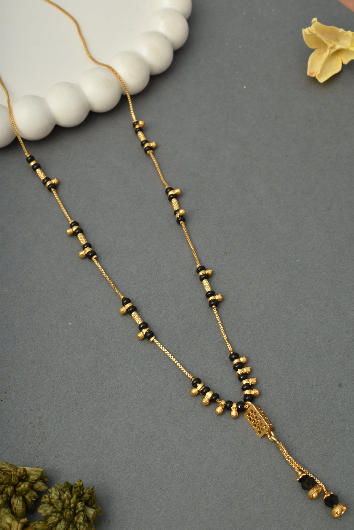 Gold-Toned Stone Studded Mangalsutra Necklace for Women
