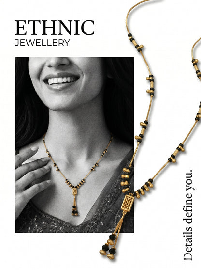 Gold-Toned Stone Studded Mangalsutra Necklace for Women