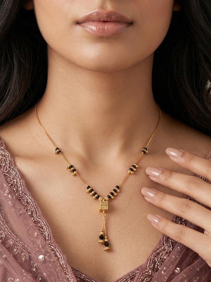 Gold-Toned Stone Studded Mangalsutra Necklace for Women