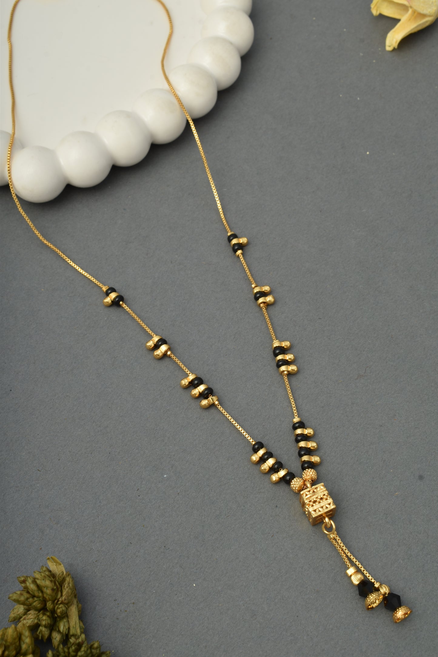 Gold-Toned Stone Studded Mangalsutra Necklace for Women