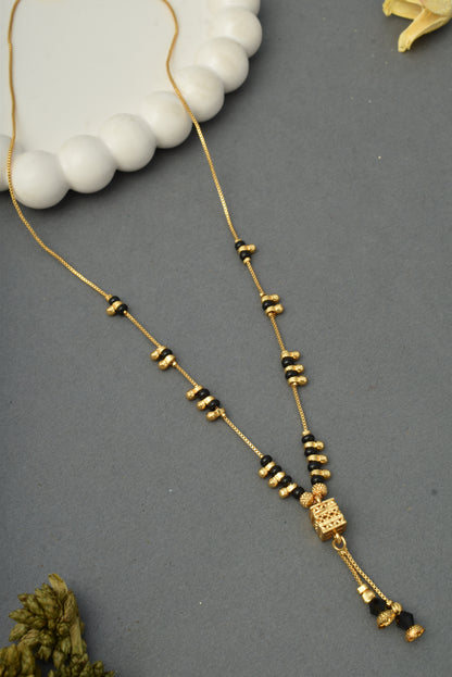 Gold-Toned Stone Studded Mangalsutra Necklace for Women