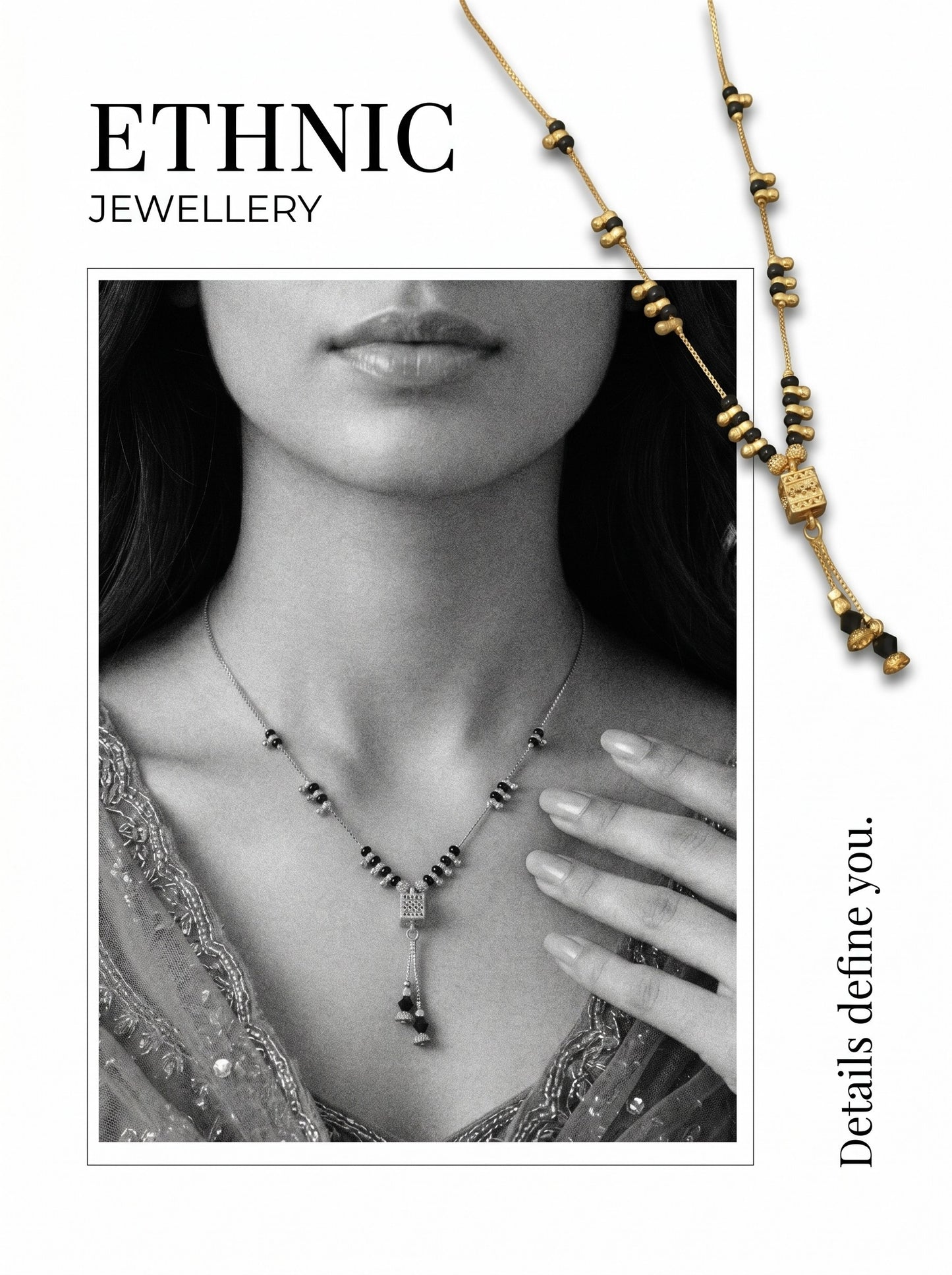 Gold-Toned Stone Studded Mangalsutra Necklace for Women