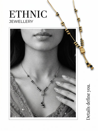 Gold-Toned Stone Studded Mangalsutra Necklace for Women