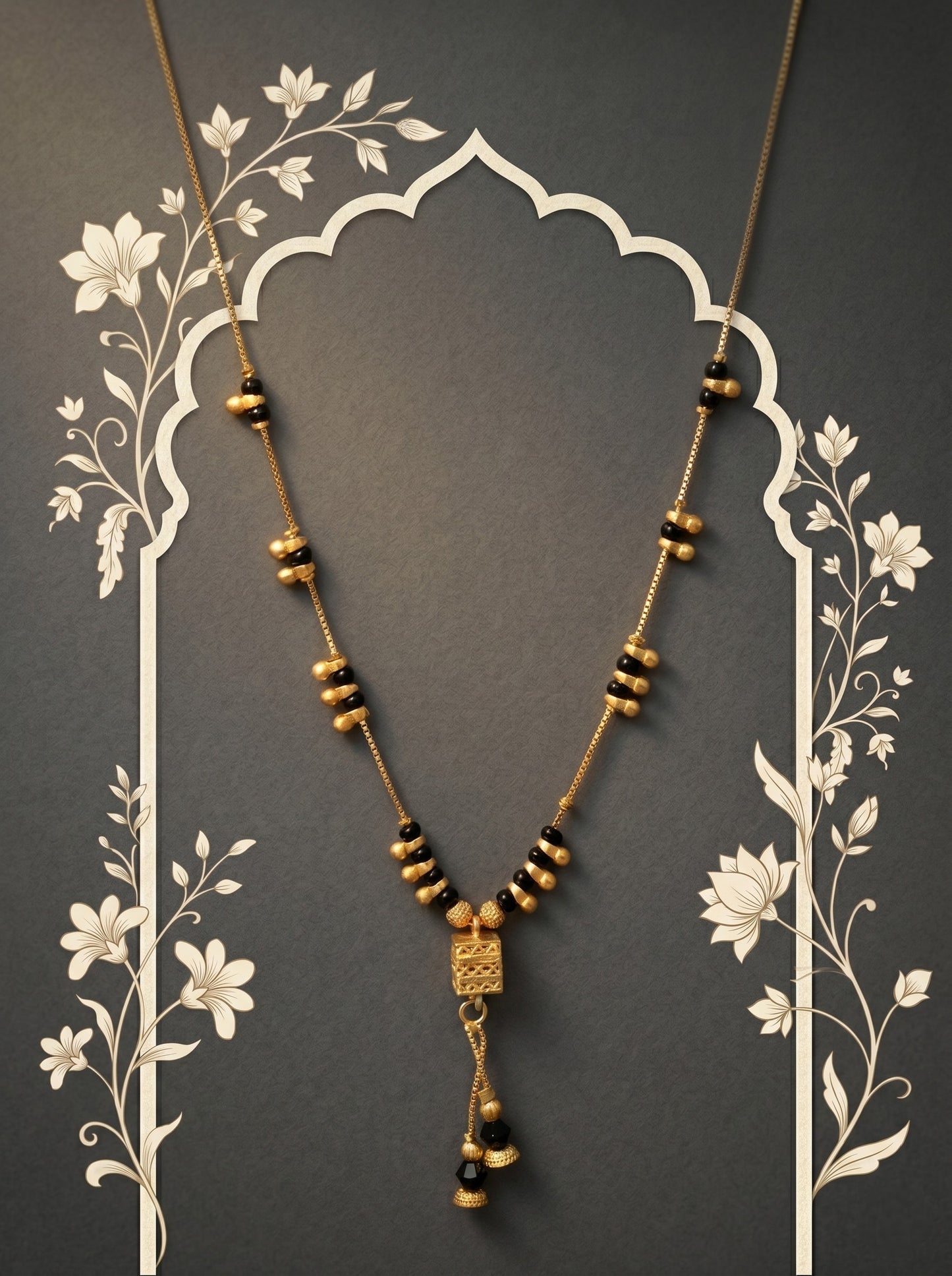 Gold-Toned Stone Studded Mangalsutra Necklace for Women