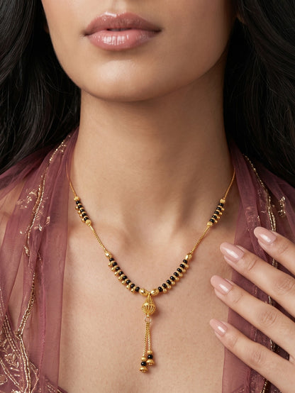Gold-Toned Stone Studded Mangalsutra Necklace for Women