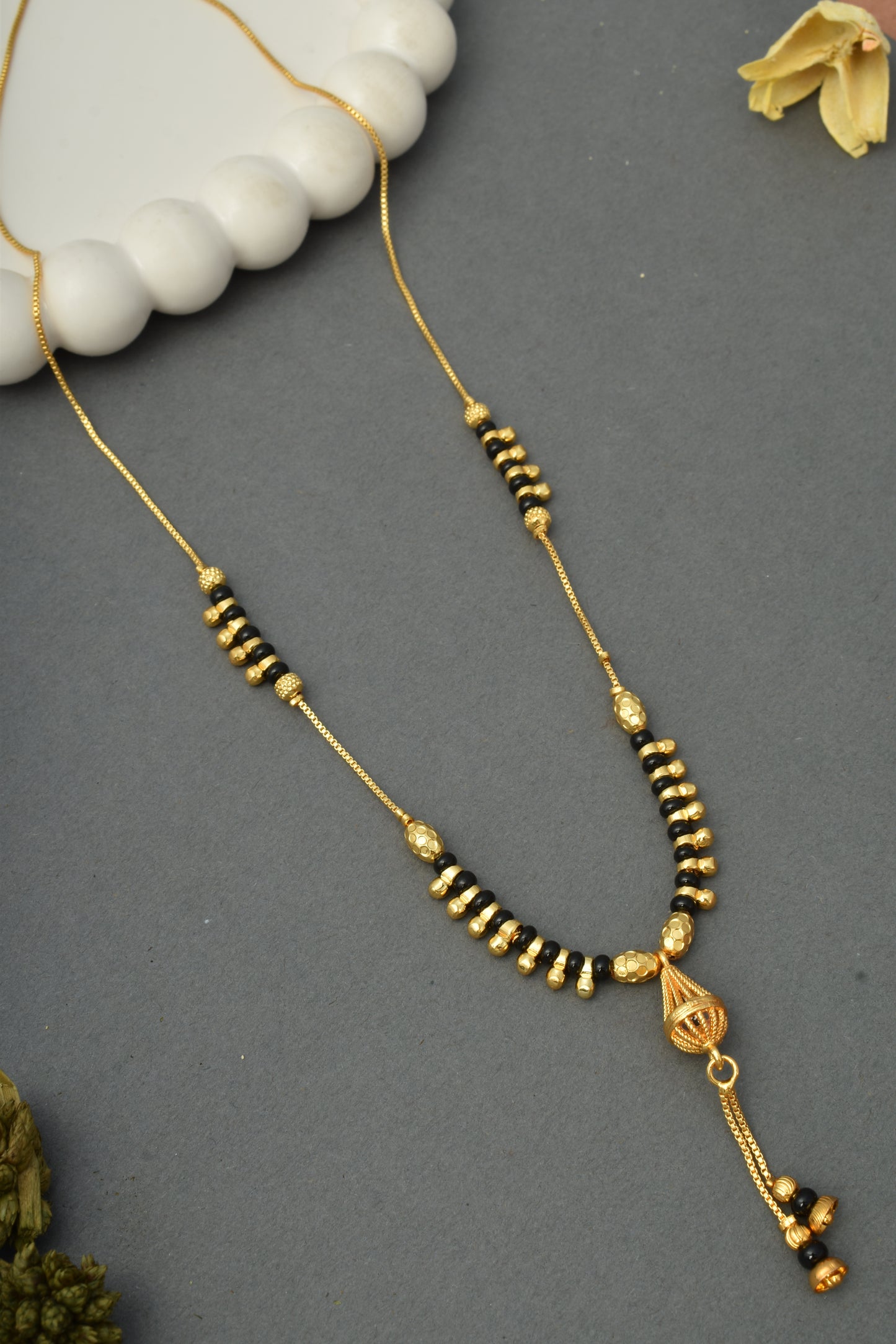 Gold-Toned Stone Studded Mangalsutra Necklace for Women