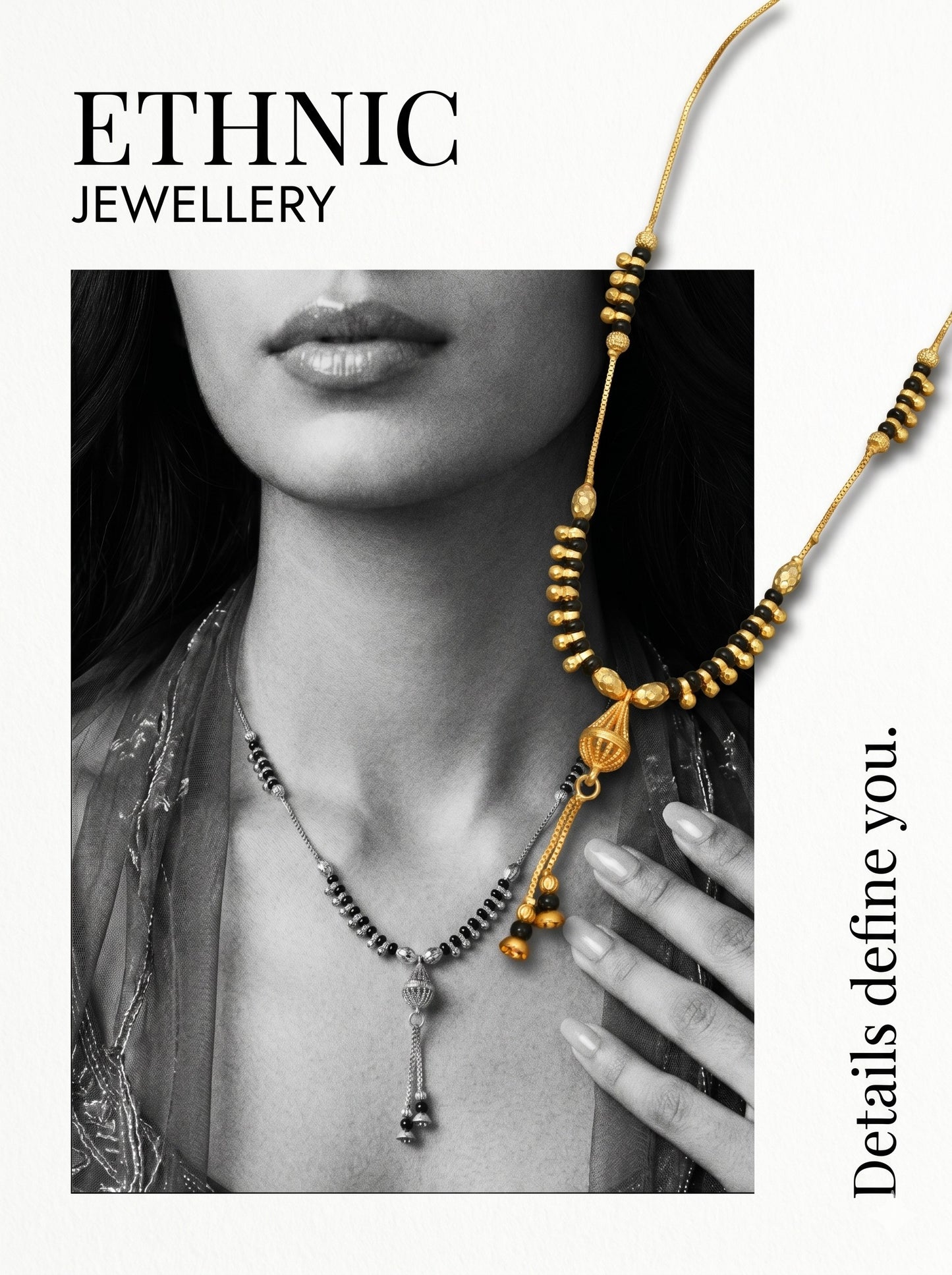 Gold-Toned Stone Studded Mangalsutra Necklace for Women