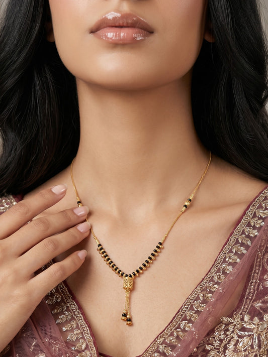 Gold-Toned Stone Studded Mangalsutra Necklace for Women