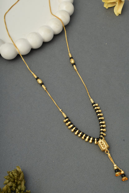 Gold-Toned Stone Studded Mangalsutra Necklace for Women