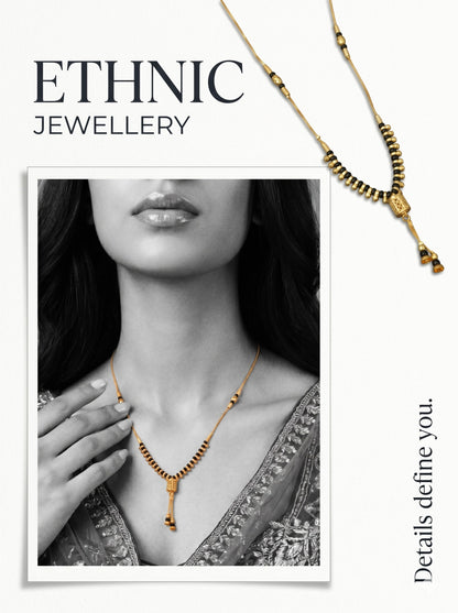Gold-Toned Stone Studded Mangalsutra Necklace for Women