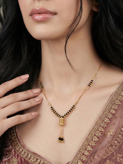 Gold-Toned Stone Studded Mangalsutra Necklace for Women