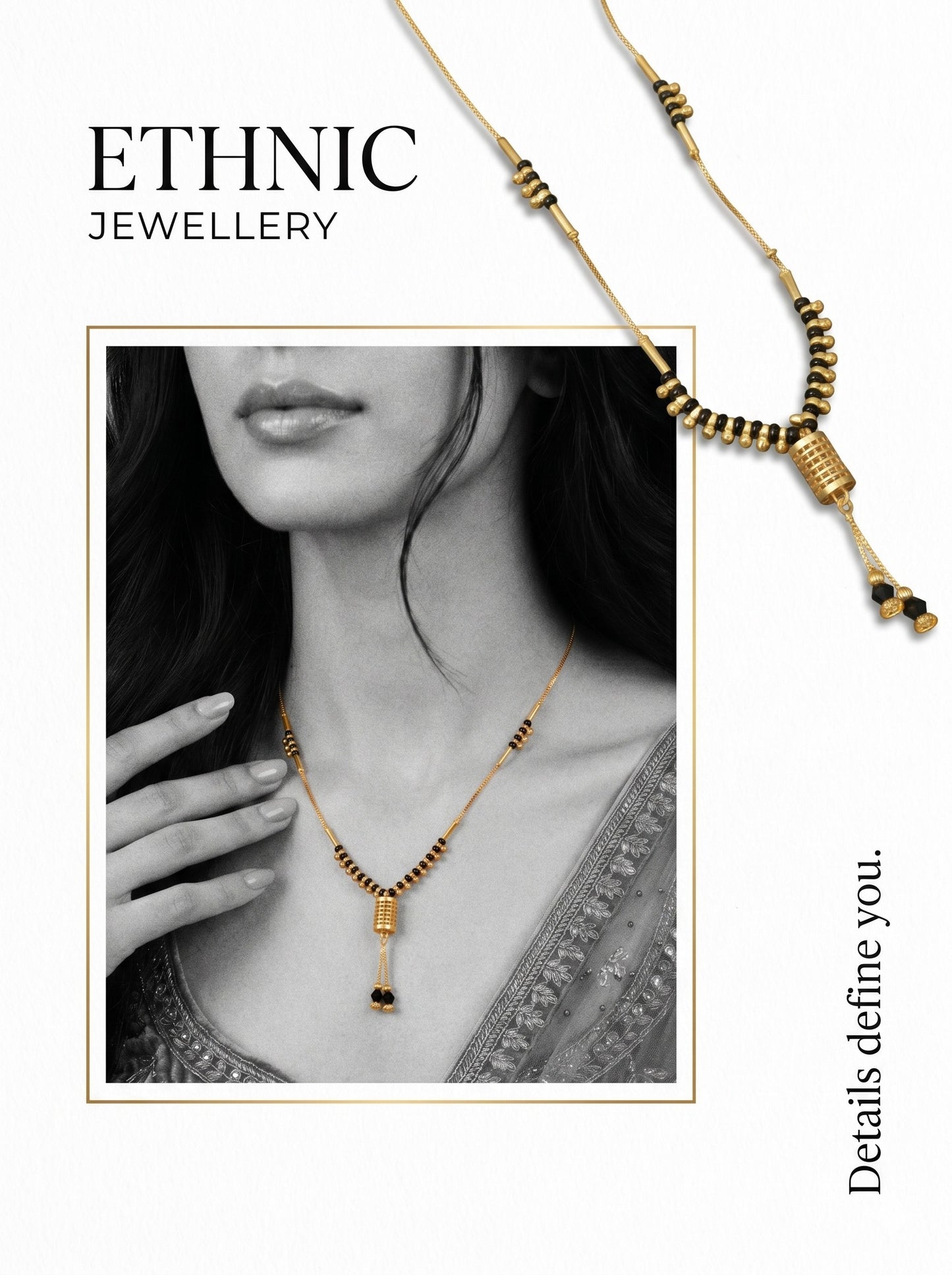 Gold-Toned Stone Studded Mangalsutra Necklace for Women