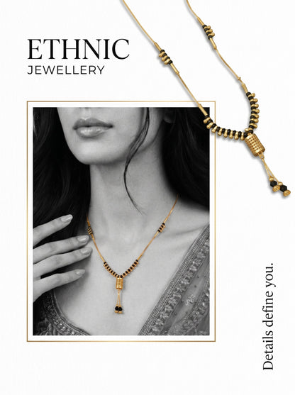 Gold-Toned Stone Studded Mangalsutra Necklace for Women