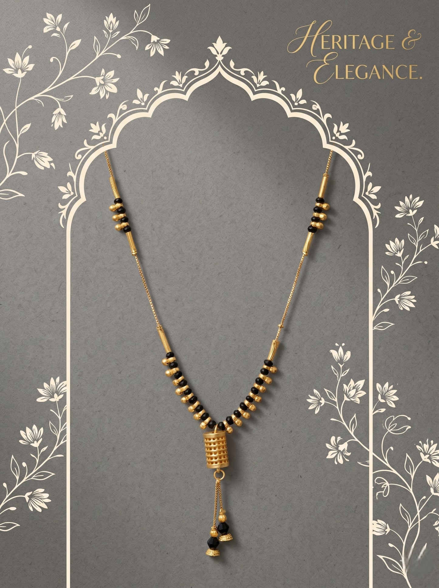 Gold-Toned Stone Studded Mangalsutra Necklace for Women