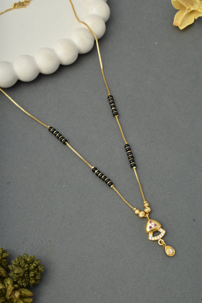 Gold-Toned Stone Studded Mangalsutra Necklace for Women