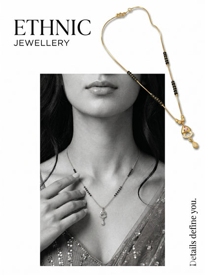 Gold-Toned Stone Studded Mangalsutra Necklace for Women